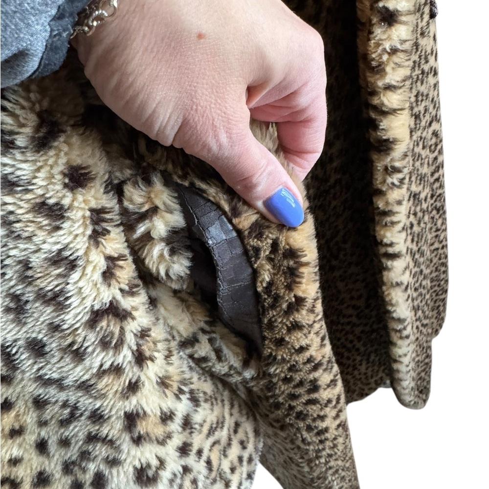 Vintage Leopard Faux Fur Coat S Martin Richards Y2K Mob Wife Glam Jacket - Picture 5 of 12